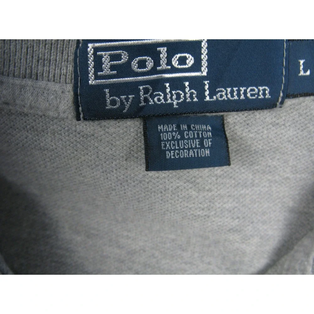 Polo Ralph Lauren Mens Short Sleeve Pique Polo Shirt Grey Large‎ Pony Logo 2090